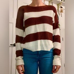 Maroon and Cream Stripped Sweater